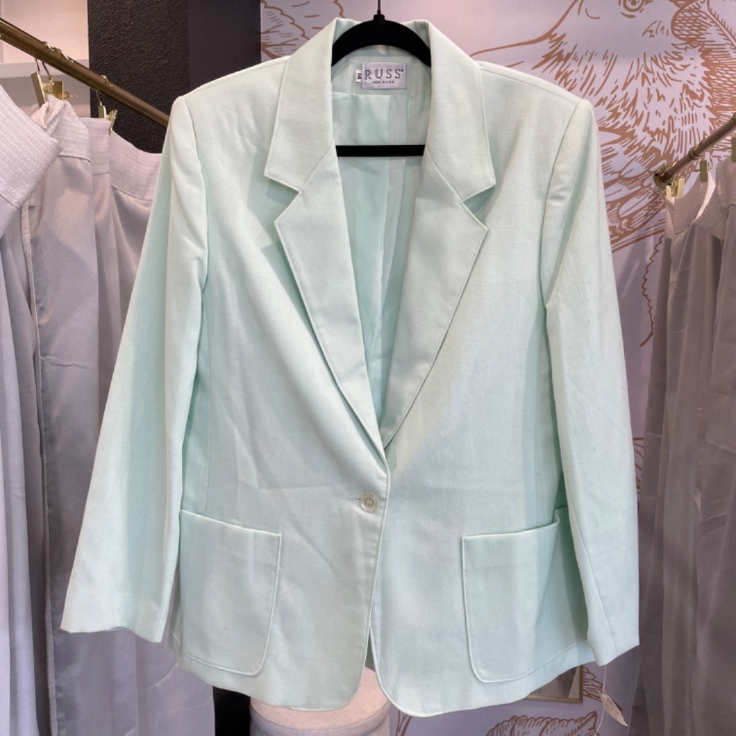 Russ | Women's Vintage Mint Green One Button Blazer Jacket with Tags | Size: 14