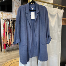 Load image into Gallery viewer, J. Jill | Women&#39;s Blue Denim Like Knit Blazer Jacket with Roll Up Sleeves | Size: 2X
