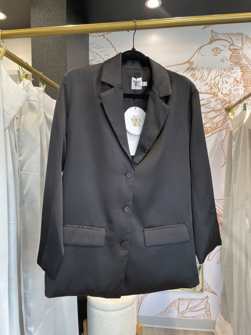 Princess Polly | Women's Black Toddy Satin Blazer Jacket with Tags | Size: 0