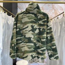 Load image into Gallery viewer, J. Crew | Women&#39;s Snap-Collar Sherpa Fleece Sweatshirt In Camo | Size: S
