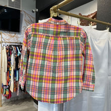 Load image into Gallery viewer, Pink Peek Peek | Girl&#39;s Pink and Orange Button Down Long Sleeve Flannel | Size: 10Y, 10Y
