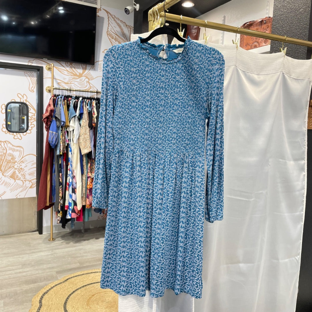Matilda Jane | Women's Blue and White Floral Pattern Long Sleeve Dress | Size: S