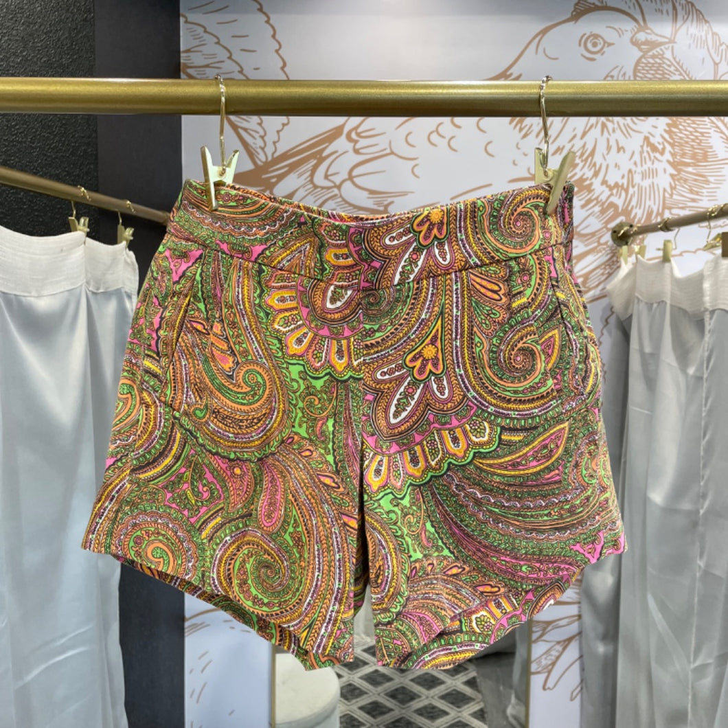 J. Crew | Women's Pink and Orange Paisley Design Chino Shorts | Size: 0