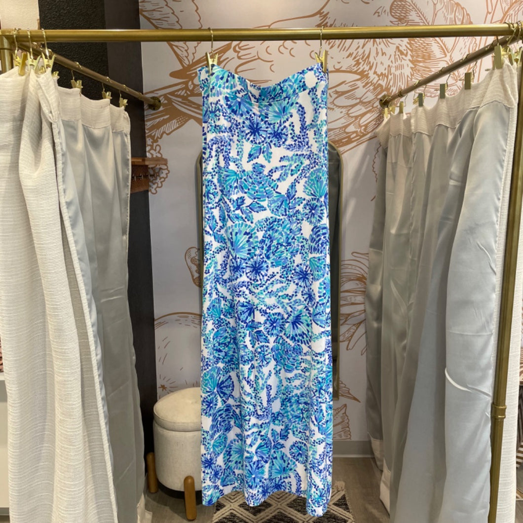 Lilly Pulitzer | Women's Blue Two Tone Slit Side Maxi Skirt | Size: M