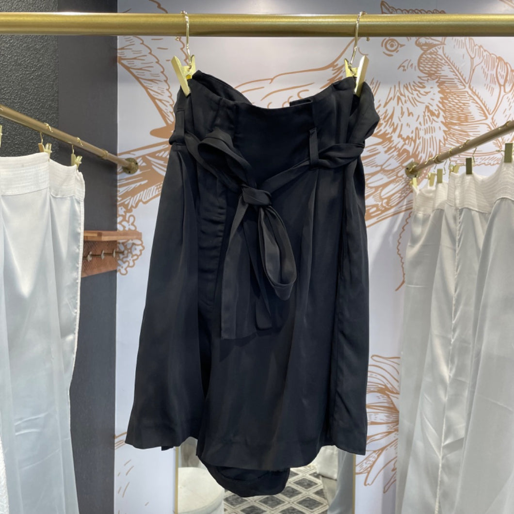 H&M | Women's Black Silky Paperbag Shorts | Size: 10
