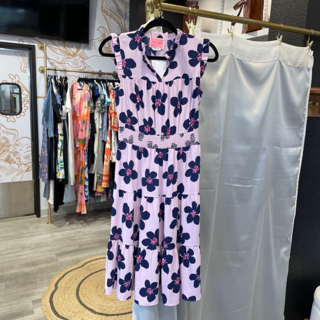 Kate Spade | Women's Ligh Pink and Blue Floral Print Dress | Size: XS