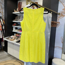Load image into Gallery viewer, Madewell | Women&#39;s Bright Yellow Lasercut Fit and Flare Dress | Size: 4

