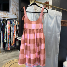 Load image into Gallery viewer, Women&#39;s Pink and Orange Plaid Print Tie Sleeve Dress | Size: S
