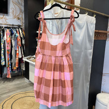Load image into Gallery viewer, Women&#39;s Pink and Orange Plaid Print Tie Sleeve Dress | Size: S
