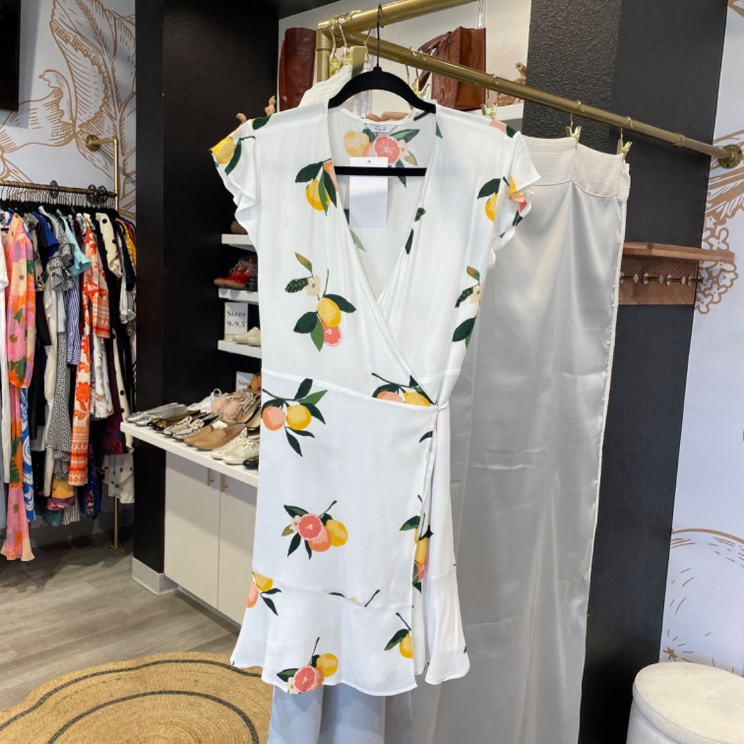 Rails | Women's White Grapefruit Print Wrap Dress | Size: S