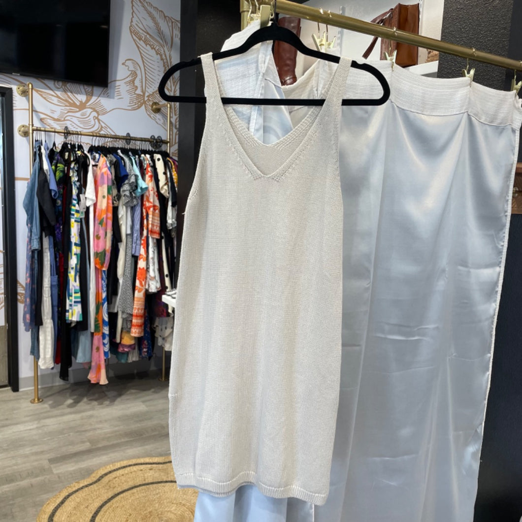 LA-LU | Women's Tan Knit Cover Up Dress | Size: S