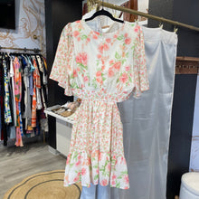 Load image into Gallery viewer, Love Colette | Women&#39;s Cream and Pink Floral Print Mini Dress | Size: L
