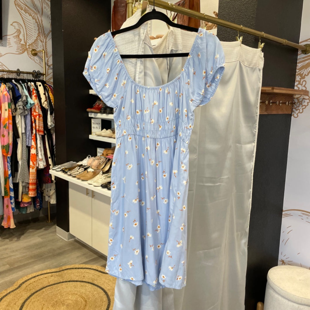 Billabong | Women's Blue and Floral Print Mini Dress | Size: L