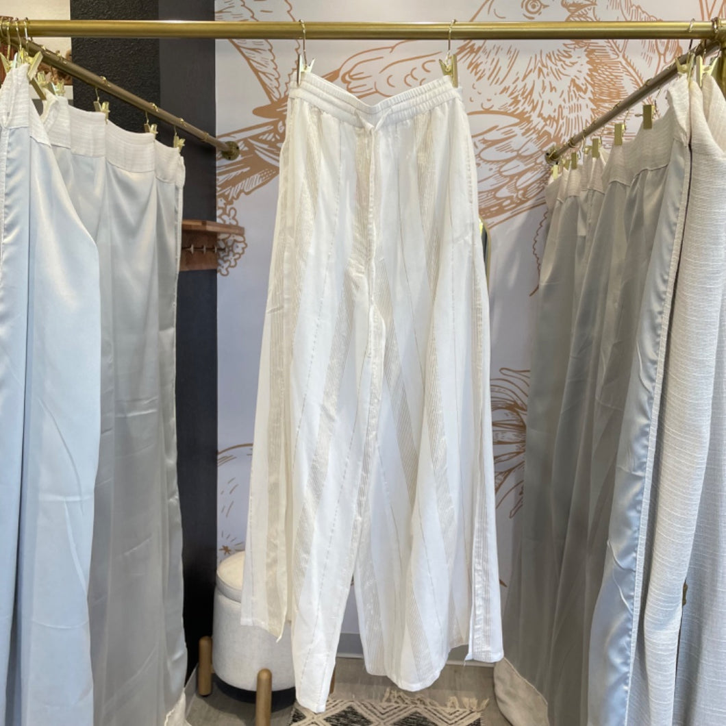 Onia | Women's White and Gold Wide Leg Drawstring Pants | Size: S
