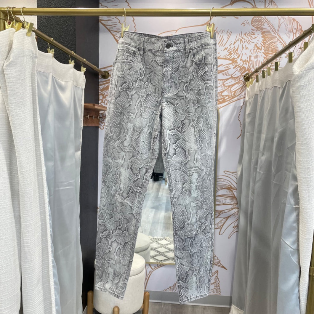 White House Black Market | Women's Gray Snakeskin Print Pants | Size: 10L