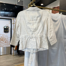 Load image into Gallery viewer, Spiegel | Women&#39;s Cream Metallic Tie Waist 100% Linen Jacket | Size: 8
