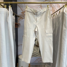 Load image into Gallery viewer, Banana Republic | Women&#39;s Cream Cargo Belted Pants | Size: 12
