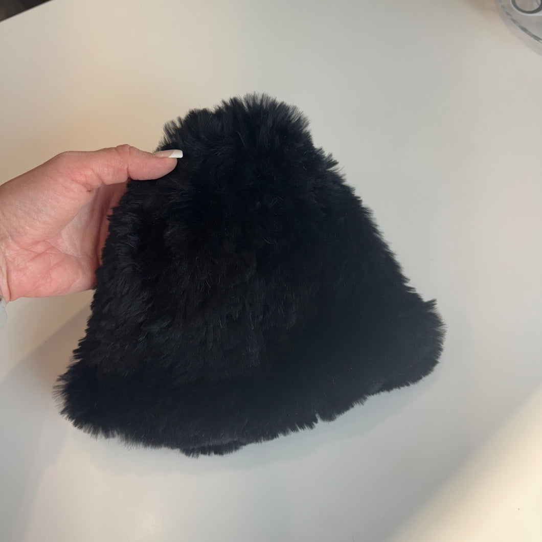 Adrienne Landau | Women's Black 100% Rabbit Beanie, OS