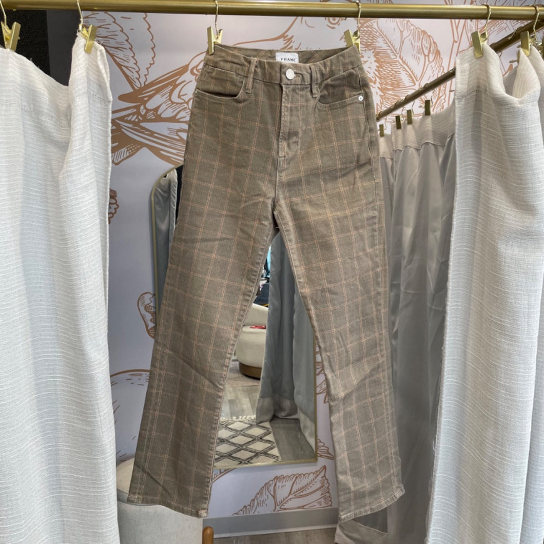 Frame | Women's Tan Plaid Ankle Jeans | Size: 26