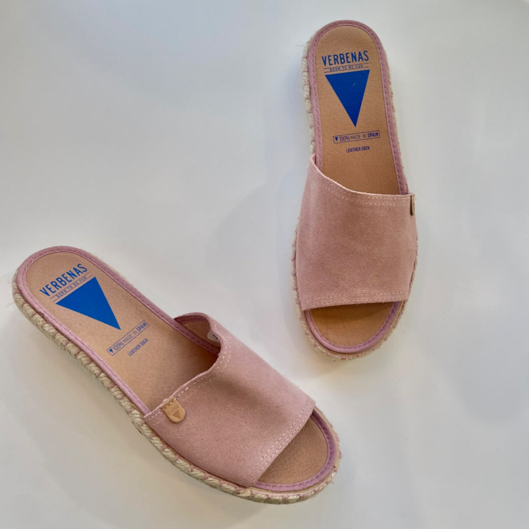 Verbenas | Women's Pink Leather Espadrille Slides | Size: 39