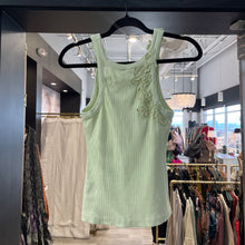 Load image into Gallery viewer, Anthropologie | Women&#39;s Light Green Ribbed Lace Tank Top | Size: S
