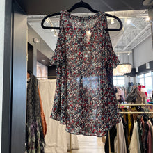 Load image into Gallery viewer, Derek Lam | Women&#39;s Sheer Floral Print Cold Shoulder Top | Size: 6
