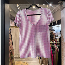 Load image into Gallery viewer, Caslon | Women&#39;s Purple and White Stripe Tee | Size: M
