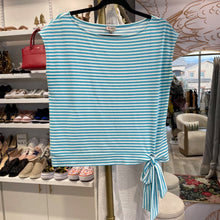 Load image into Gallery viewer, Cremieux | Women&#39;s Blue and White Stripe Short Sleeve Tie Top | Size: S
