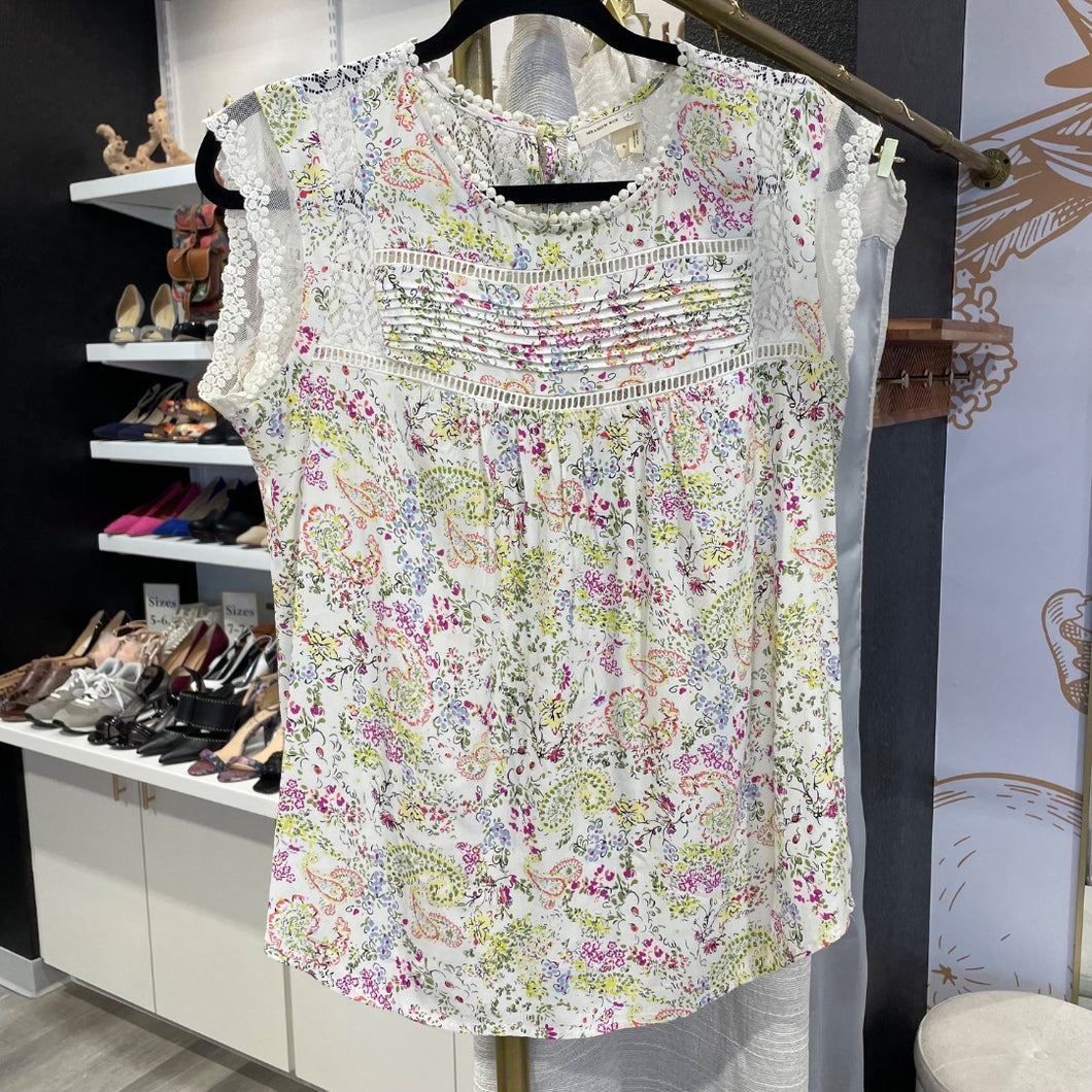 Anthropologie | Women's Meadow Rue White Paisley Print Top | Size: S