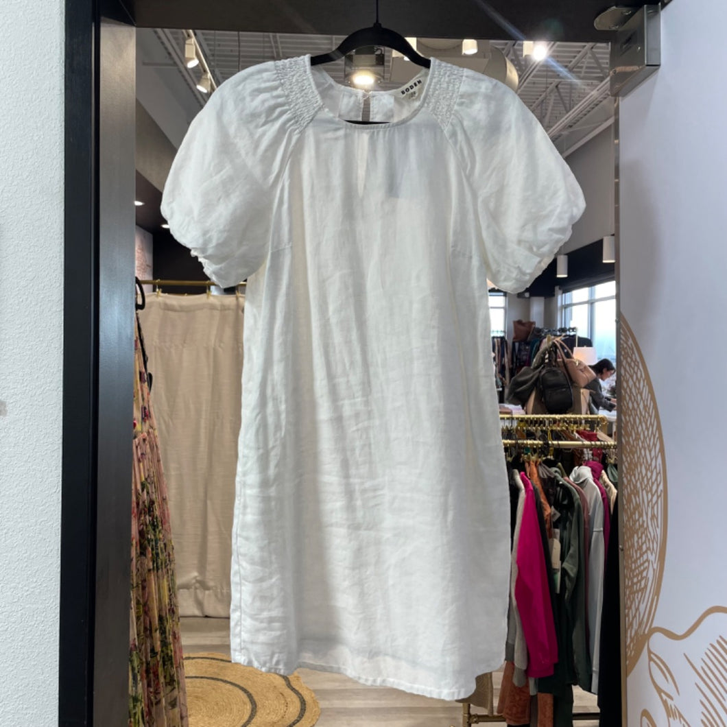 Boden | Women's White Puff Sleeve 100% Cotton Dress | Size: 4