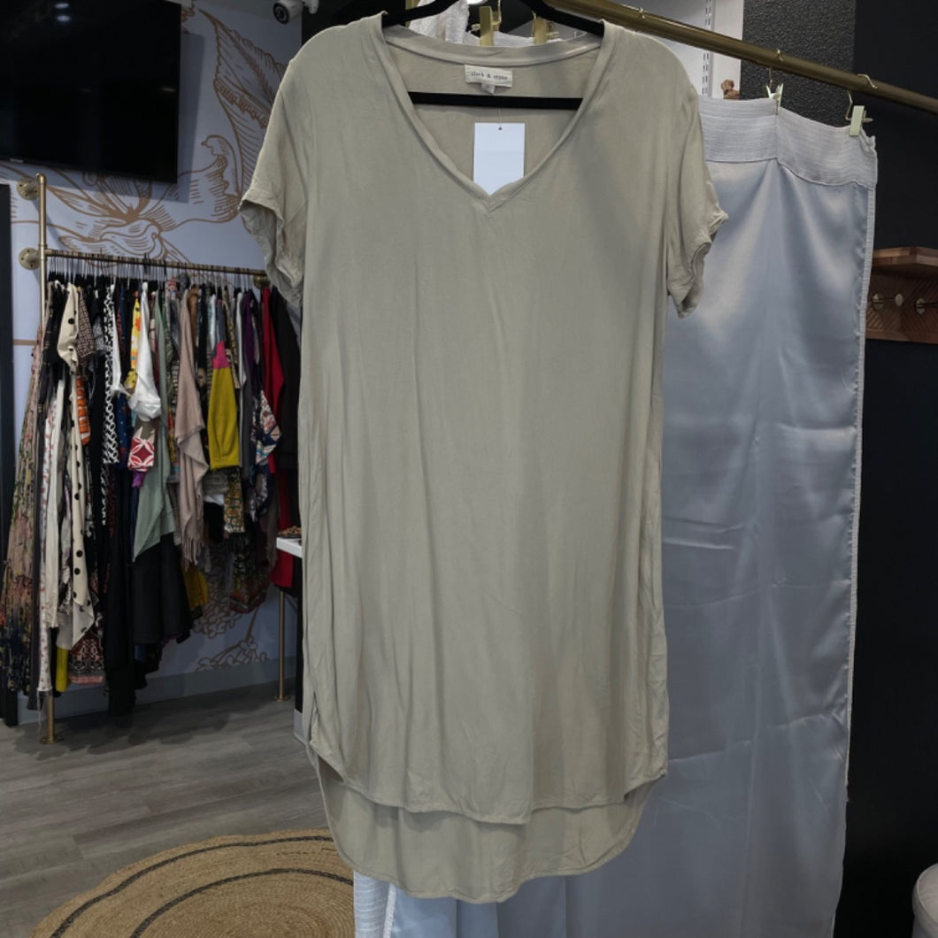 Anthropologie | Women's Cloth & Stone Green Short Sleeve Tee Dress | Size: L