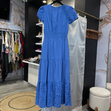 Load image into Gallery viewer, Cynthia Rowley | Women&#39;s Blue with Embroidered Sleeve Detail Maxi Dress | Size: XS
