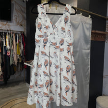 Load image into Gallery viewer, Moon | Women&#39;s White Bird Print Flare Dress | Size: L

