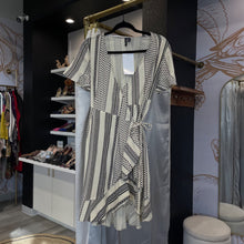 Load image into Gallery viewer, Vero Moda | Women&#39;s Cream and Black Tribal Print Short Sleeve Wrap Dress | Size: XS
