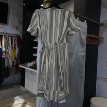 Load image into Gallery viewer, Vero Moda | Women&#39;s Cream and Black Tribal Print Short Sleeve Wrap Dress | Size: XS

