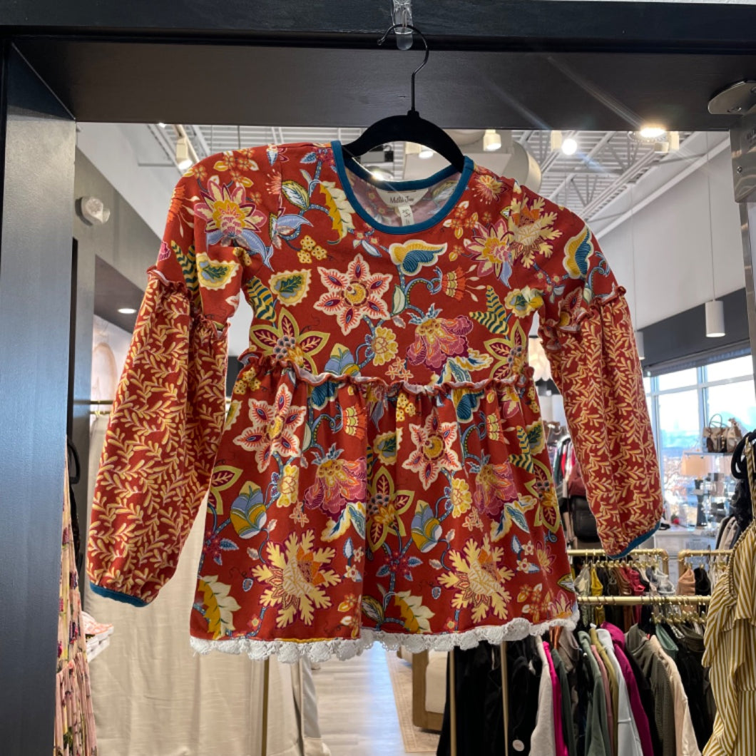 Matilda Jane | Girl's Orange Floral Print Long Sleeve Tunic Top | Size: 6Y