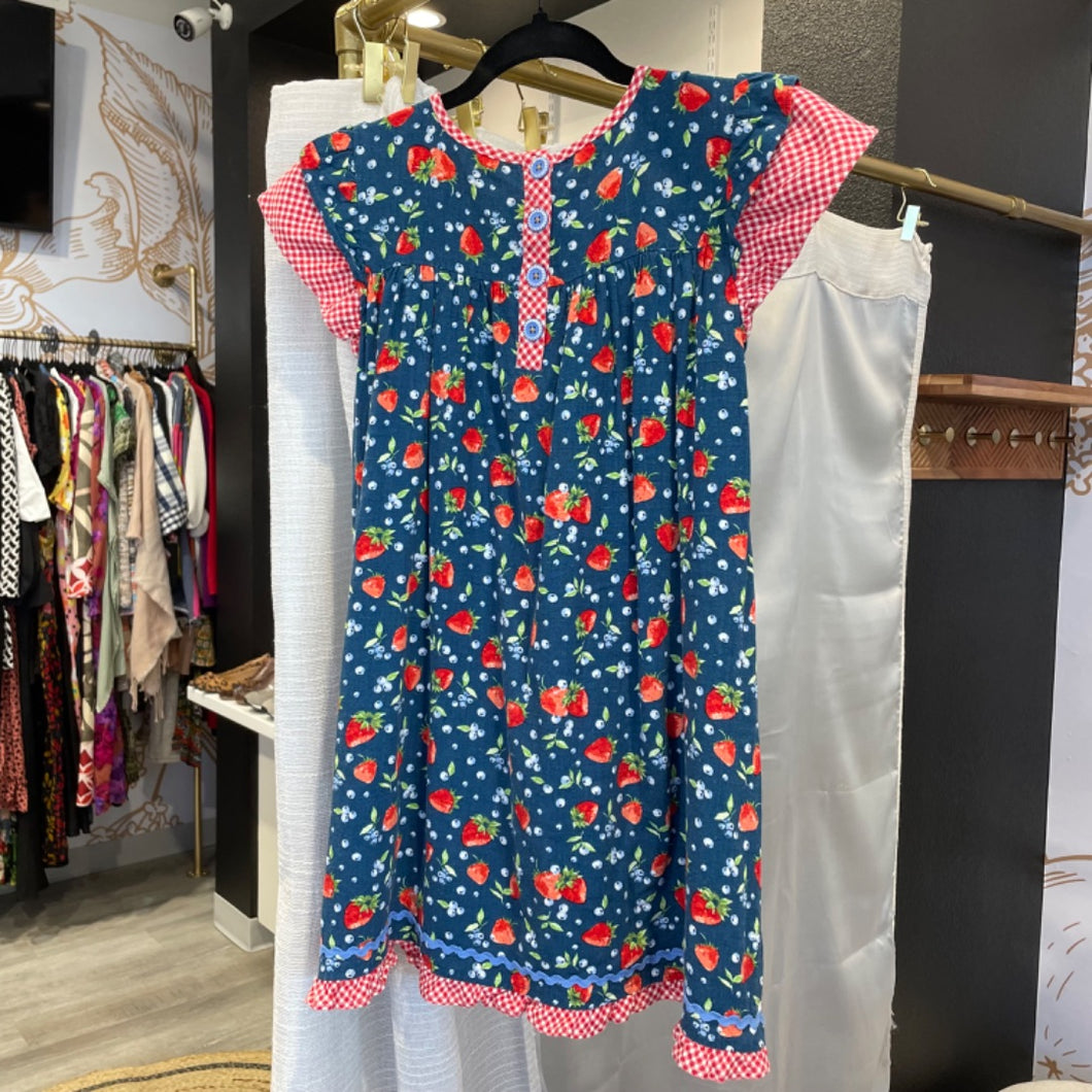 Matilda Jane | Girl's Blue and Red Strawberry Dress | Size: 10Y