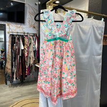 Load image into Gallery viewer, Wild Flowers | Girl&#39;s Green Floral and Pink Print Dresses | Size: 10Y
