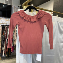 Load image into Gallery viewer, Chucky Plum | Girl&#39;s Brown Ruffle Top Long Sleeve Top | Size: 7Y

