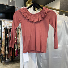 Load image into Gallery viewer, Chucky Plum | Girl&#39;s Brown Ruffle Top Long Sleeve Top | Size: 7Y
