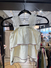 Load image into Gallery viewer, Matilda Jane | Girl&#39;s Cream Lace and Purple Ruffle Tank Top | Size: 8Y
