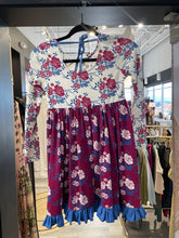 Load image into Gallery viewer, Wild Flowers | Girl&#39;s Red and Blue Floral Print Long Sleeve Dress | Size: 10Y

