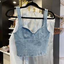 Load image into Gallery viewer, Altar&#39;d State | Women&#39;s Blue Denim Crop Top | Size: XS
