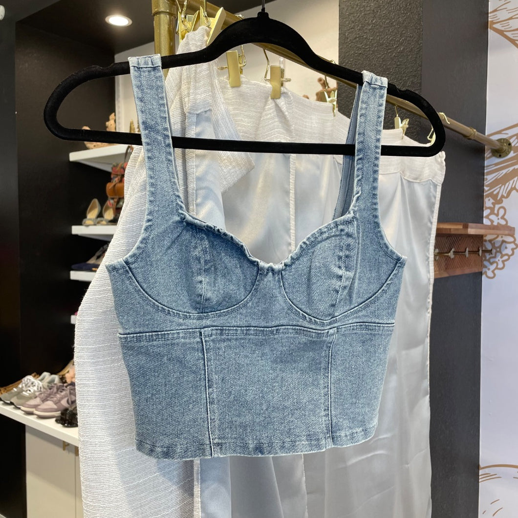 Altar'd State | Women's Blue Denim Crop Top | Size: XS