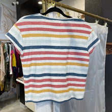 Load image into Gallery viewer, Madewell | Women&#39;s Red and Blue Stripe V Neck Tee | Size: XS
