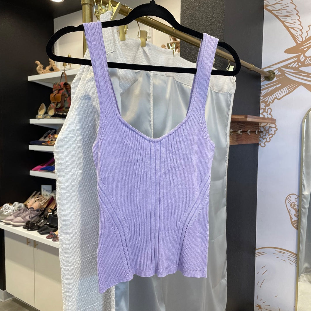 White House Black Market | Women's Lavender Ribbed Tank Top | Size: S