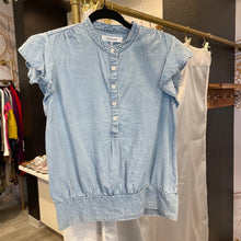Load image into Gallery viewer, Frame | Women&#39;s Denim Ruffle Short Sleeve Top | Size: S
