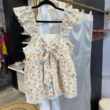 Load image into Gallery viewer, &amp; Merci | Women&#39;s Tan and Yellow Floral Print Ruffle Sleeve Tank Top | Size: L
