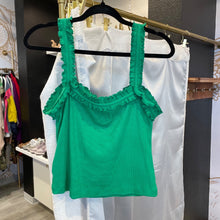 Load image into Gallery viewer, Anthropologie | Women&#39;s Maeve Green Ruffle Ribbed Tank Top | Size: M
