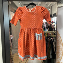 Load image into Gallery viewer, Matilda Jane | Girl&#39;s Orange Polka Dot Half Sleeve Dress | Size: 10Y
